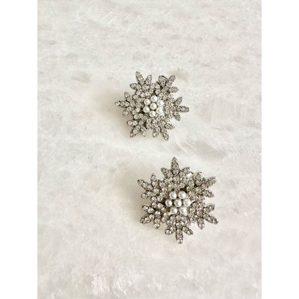 Sparkly and pearl embellished snowflake Christmas hair clips 